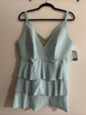 Striped Teal Swim Top by Swim by Cacique - Women